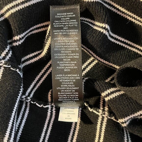 Women's S WHBM Black White Knit Striped Tank Square Neckline Thick Straps - Picture 6 of 6